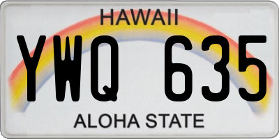 HI license plate YWQ635