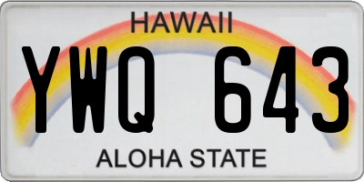 HI license plate YWQ643