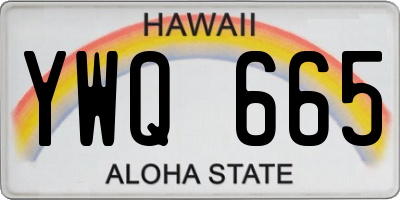 HI license plate YWQ665