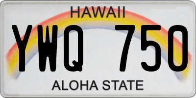 HI license plate YWQ750
