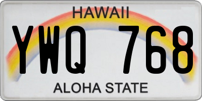 HI license plate YWQ768