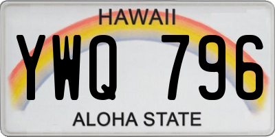 HI license plate YWQ796