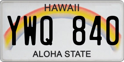 HI license plate YWQ840