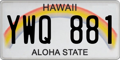 HI license plate YWQ881