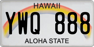 HI license plate YWQ888