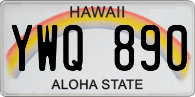 HI license plate YWQ890