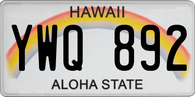 HI license plate YWQ892