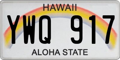 HI license plate YWQ917