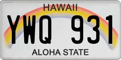 HI license plate YWQ931