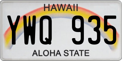 HI license plate YWQ935