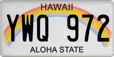 HI license plate YWQ972