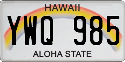 HI license plate YWQ985