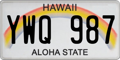 HI license plate YWQ987