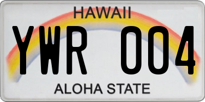 HI license plate YWR004