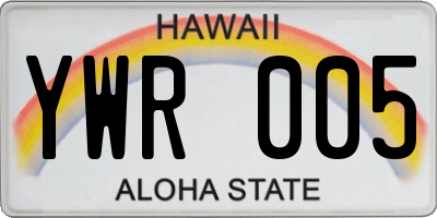 HI license plate YWR005