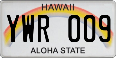 HI license plate YWR009