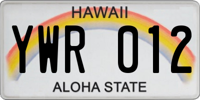 HI license plate YWR012