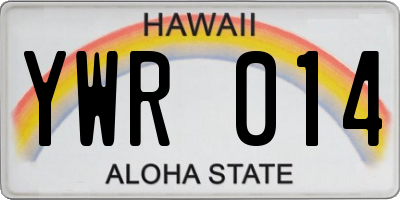 HI license plate YWR014