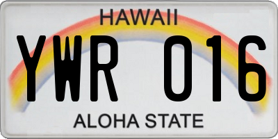 HI license plate YWR016