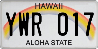 HI license plate YWR017