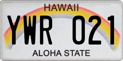 HI license plate YWR021