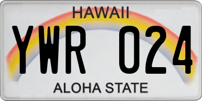HI license plate YWR024