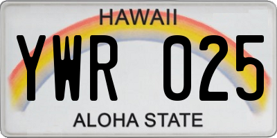 HI license plate YWR025
