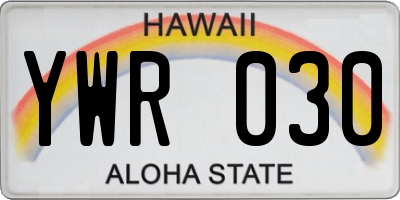 HI license plate YWR030