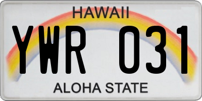 HI license plate YWR031