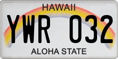 HI license plate YWR032