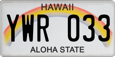HI license plate YWR033