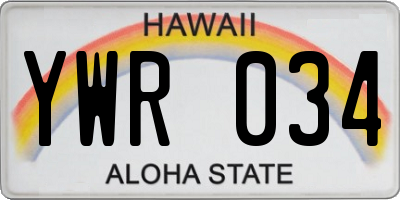 HI license plate YWR034