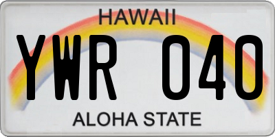 HI license plate YWR040