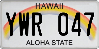 HI license plate YWR047
