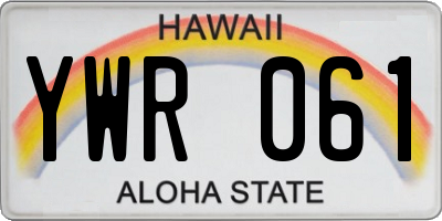 HI license plate YWR061