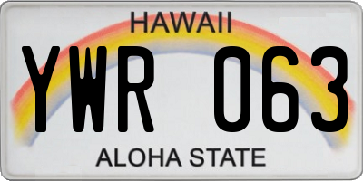 HI license plate YWR063