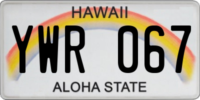 HI license plate YWR067