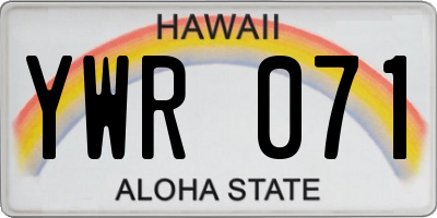 HI license plate YWR071