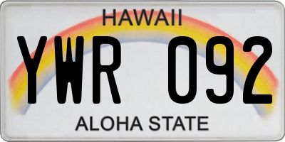 HI license plate YWR092