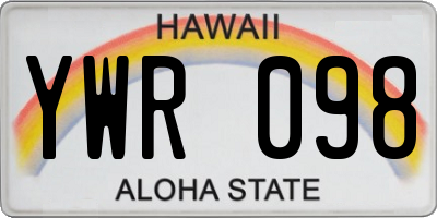 HI license plate YWR098