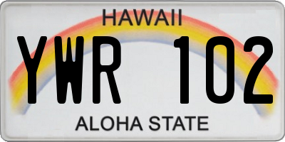 HI license plate YWR102