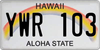 HI license plate YWR103