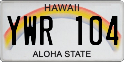 HI license plate YWR104