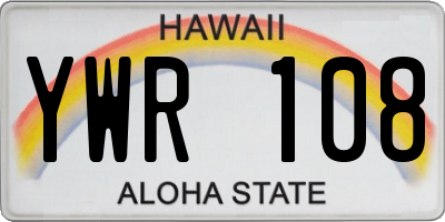 HI license plate YWR108