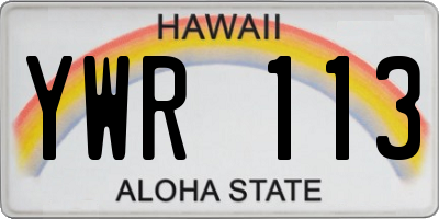 HI license plate YWR113