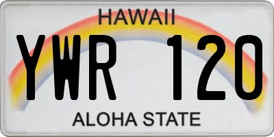 HI license plate YWR120