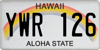 HI license plate YWR126