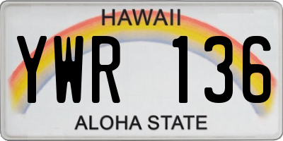 HI license plate YWR136