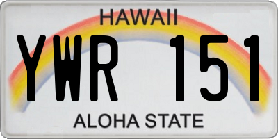 HI license plate YWR151