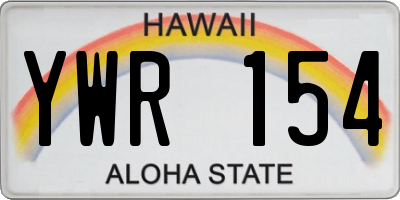 HI license plate YWR154